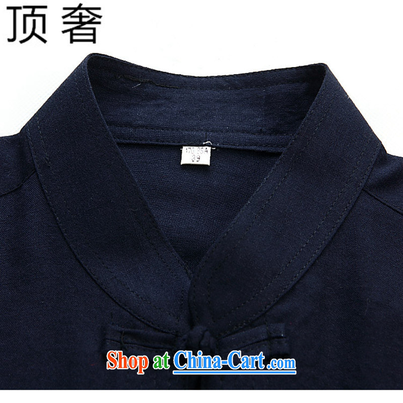 Top Luxury linen short-sleeve kit Dad installed China wind male cotton half sleeve blue men Chinese older people in the short-sleeved Chinese-tie kit exercise clothing cynosure serving blue package 180, the top luxury, shopping on the Internet