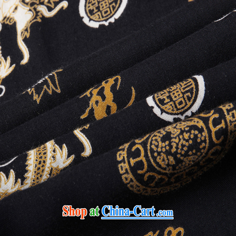 2015 Akacayton Cotton Men's Tang single short-sleeved shirt summer manual tray for Chinese national costumes Tang 005 J black 185, Aka cayton, shopping on the Internet