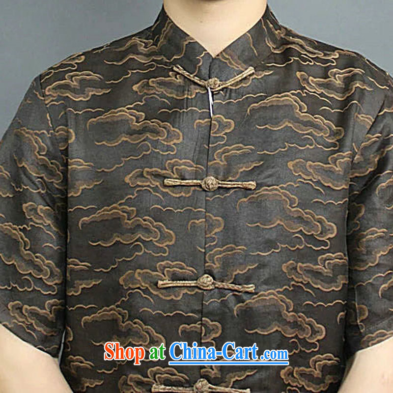 Federal Bob poetry short-sleeved tang on the 2015 summer New China wind sauna silk Chinese elderly in Hong Kong with his father by replacing high-end silk Tang replace coffee 175, federal Bob poetry (lianbangbos), online shopping