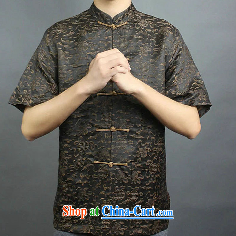 Federal Bob poetry short-sleeved Chinese men and 2015 New China wind sauna silk Chinese elderly in Hong Kong with his father by replacing high-end silk Tang replace coffee 175, federal Bob poetry (lianbangbos), online shopping