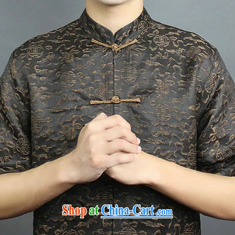 Federal Bob poetry short-sleeved Chinese men and 2015 New China wind sauna silk Chinese elderly in Hong Kong with his father by replacing high-end silk Tang replace coffee 175, federal Bob poetry (lianbangbos), online shopping