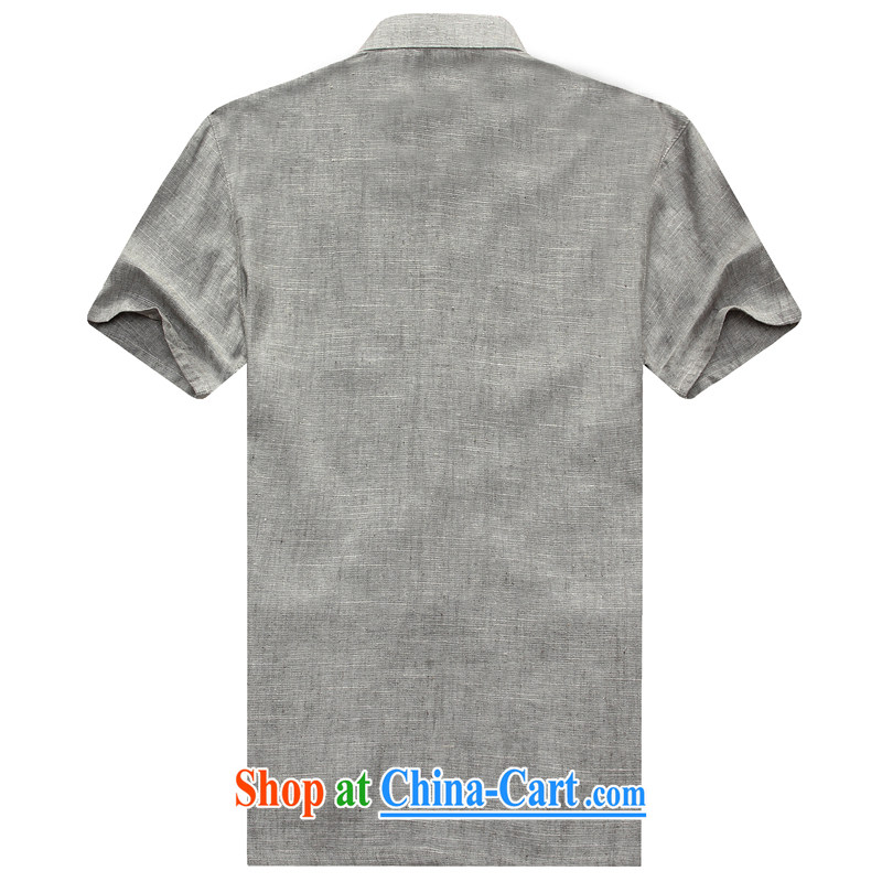 Kim Ho-the new summer men's China wind linen short-sleeve shirt T leisure in older Chinese men's half sleeve T-shirt gray 185, Kim Ho-ad, and shopping on the Internet