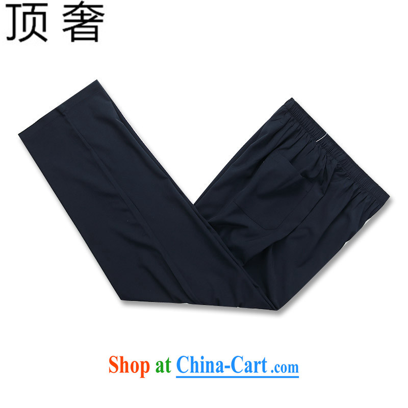 The top luxury 2015 new, older persons in short summer with a short-sleeved T-shirt Chinese men and summer national costumes of China wind shirt short-sleeved men's Blue Kit dark blue package 185, the top luxury, shopping on the Internet