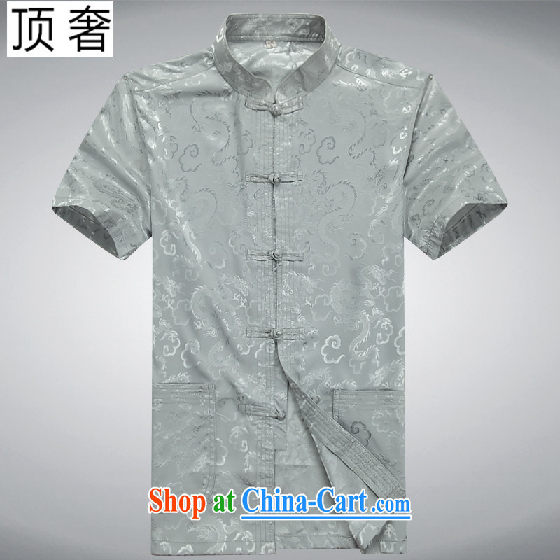 Top luxury Chinese men and new short-sleeved Tang package installed in the Men's old men casual summer Chinese clothing elderly ethnic wind from ironing smock thin half sleeve 07, Silver Dragon package 180 and the top luxury, shopping on the Internet