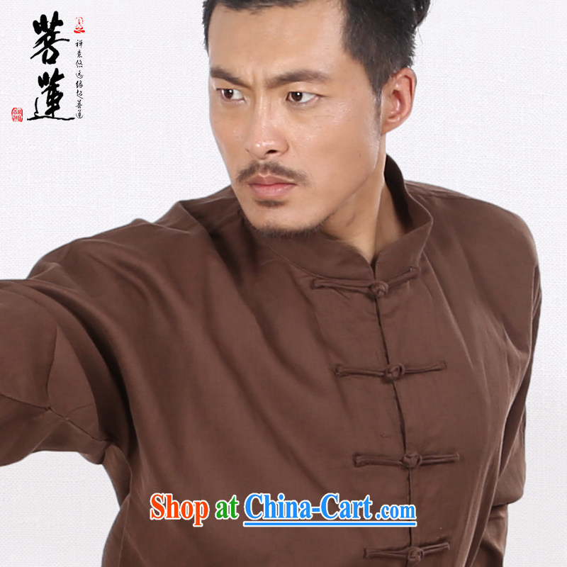 Restrictive Lin linen cotton men and women the commission autumn summer, Tai Chi, long-sleeved clothing Nepal retreat morning martial arts practitioners performing service brown XL, pursued Lin, and shopping on the Internet
