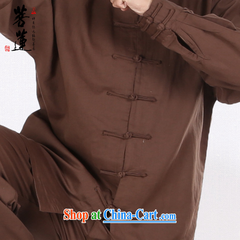 Restrictive Lin linen cotton men and women the commission autumn summer, Tai Chi, long-sleeved clothing Nepal retreat morning martial arts practitioners performing service brown XL, pursued Lin, and shopping on the Internet