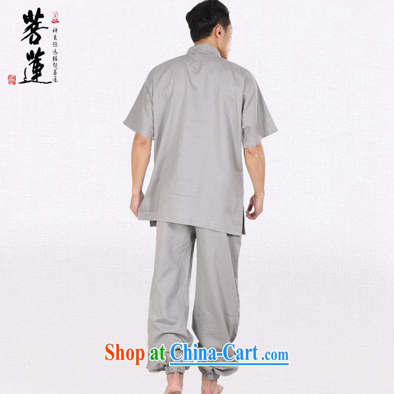 Bodhi-lin linen cotton men and women the commission autumn summer, Tai Chi, serving short-sleeved Nepal retreat morning martial arts practitioners performing service gray L, pursued Lin, shopping on the Internet