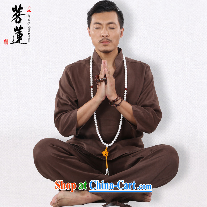 Bodhi-lin plain linen V for China wind meditation Nepal yoga clothing/men, meditation Mat Kit Tai Chi martial arts uniforms brown L, pursued Lin, and shopping on the Internet