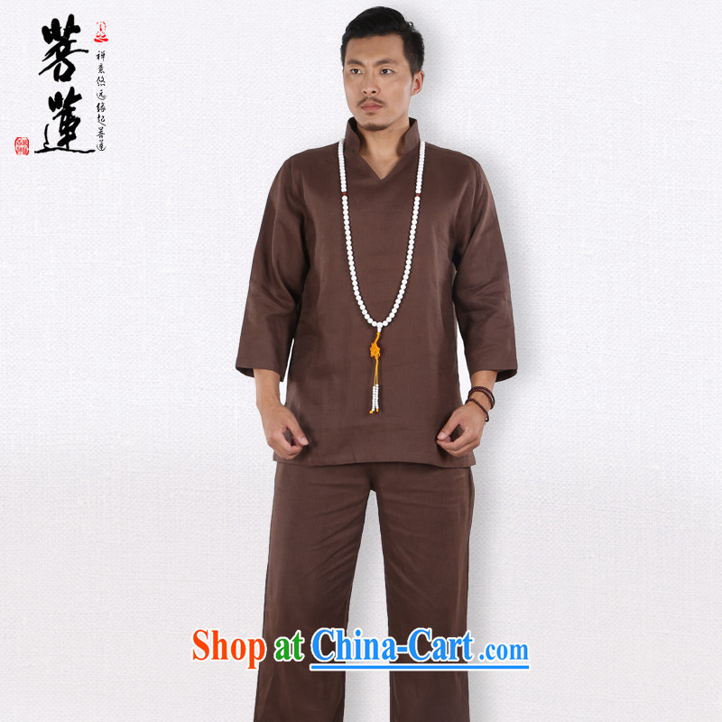 Bodhi-lin plain linen V for China wind meditation Nepal yoga clothing/men, meditation Mat Kit Tai Chi martial arts uniforms brown L, pursued Lin, and shopping on the Internet
