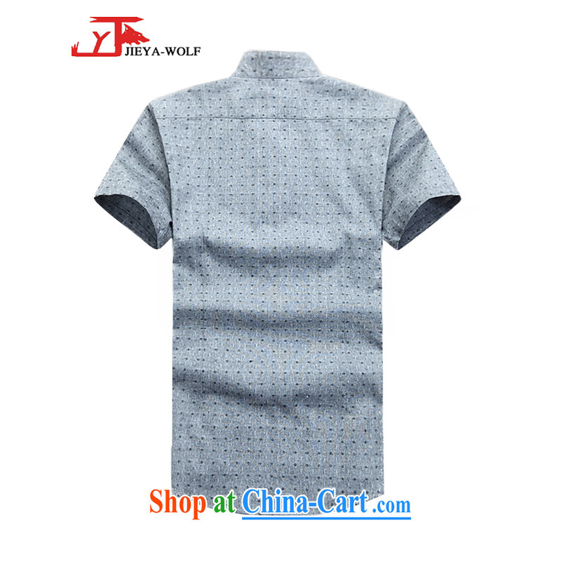 Cheng Kejie, Jacob - Wolf JIEYA - WOLF New Tang on short-sleeved men's summer cotton shirt shirt stylish casual China wind male stars, gray 190/XXXL, JIEYA - WOLF, shopping on the Internet