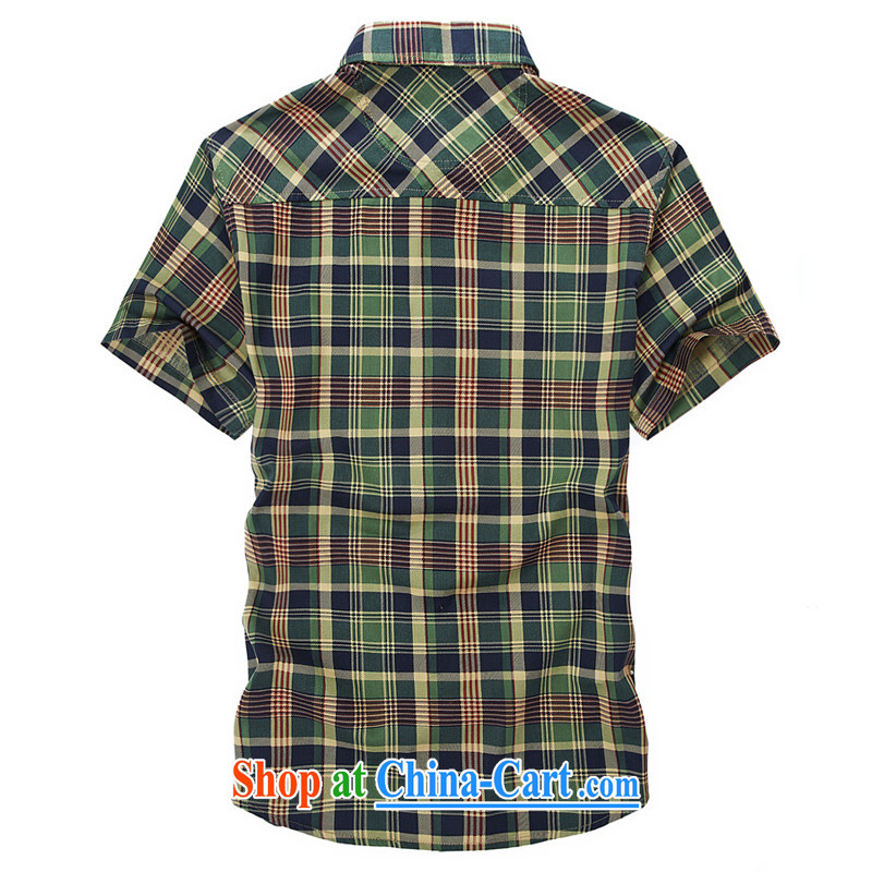 Jeep VEHICLES WITH SHORT men's cotton checkered shirt stripes business and leisure frock short-sleeved shirts men's shirts 5830 green L, Roma shields, shopping on the Internet