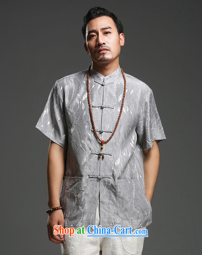 Internationally renowned men's 2014 summer New Tang with middle-aged men's short-sleeved cotton the Tang is loose breathable short-sleeved T-shirt light gray (185) picture, price, brand platters! Elections are good character, the national distribution, so why buy now enjoy more preferential! Health