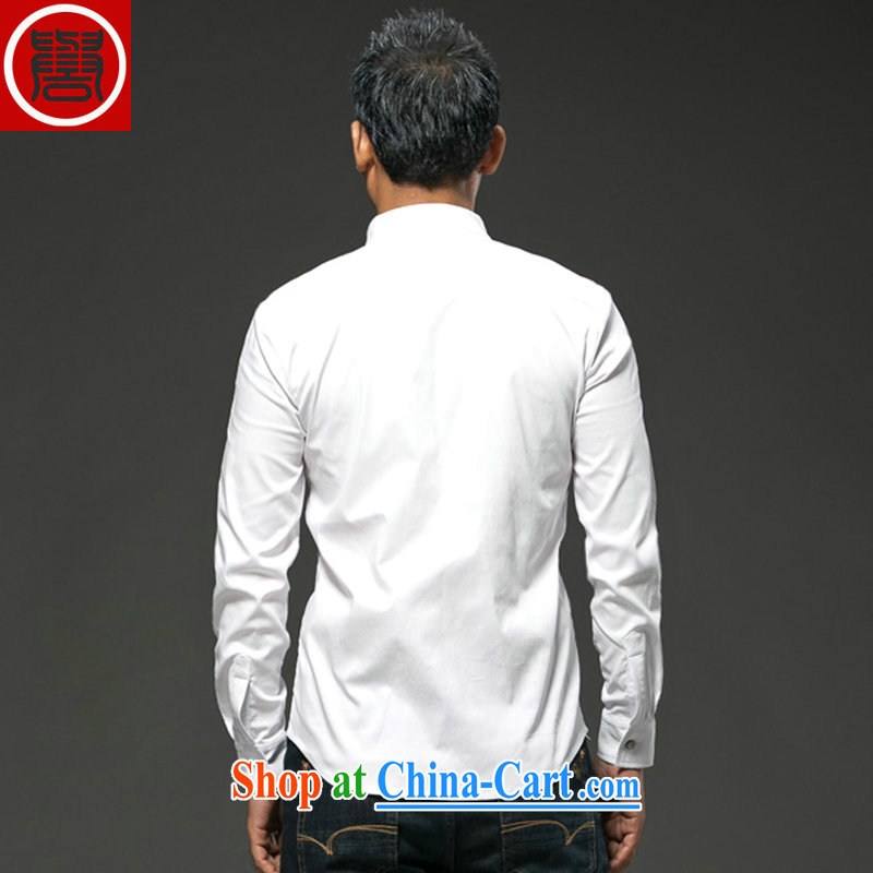 Internationally renowned Chinese male China wind spring long-sleeved Ethnic Wind Chinese, apply for a new smock-tie Han-men and white 3 XL, internationally renowned (CHIYU), shopping on the Internet
