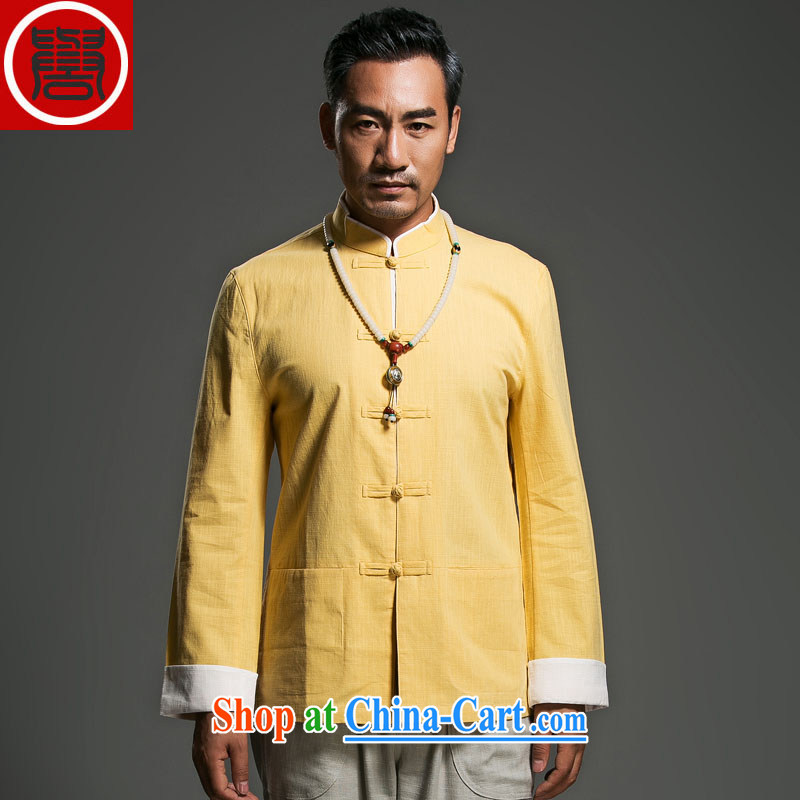 Internationally renowned Choo, linen Solid Color Tang with long-sleeved loose China wind men's jackets men and the buckle clothing ethnic wind yellow movement (185) and internationally renowned (CHIYU), and, on-line shopping