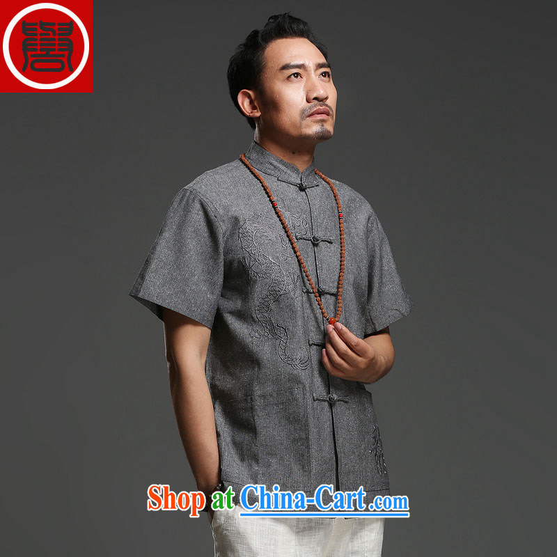 Internationally renowned Chinese men's short-sleeved cotton Ma 2014 New Dragon Chinese summer breathable T-shirt, national costumes, dark gray (185) and internationally renowned (CHIYU), online shopping