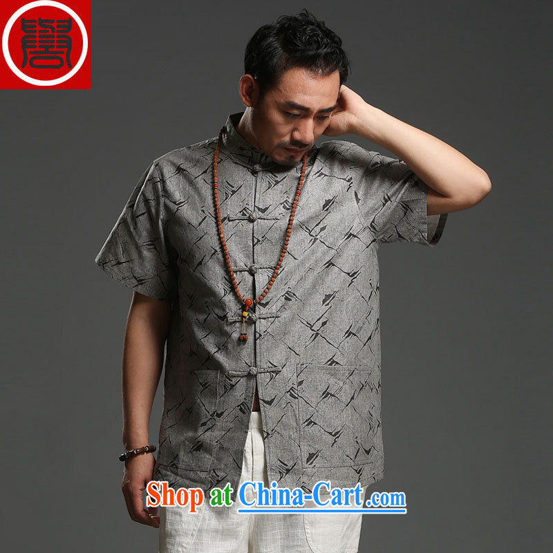 Internationally renowned male Chinese cotton MA, short-sleeved shirt stamp very casual stylish Chinese men's light gray (175) and internationally renowned (CHIYU), shopping on the Internet