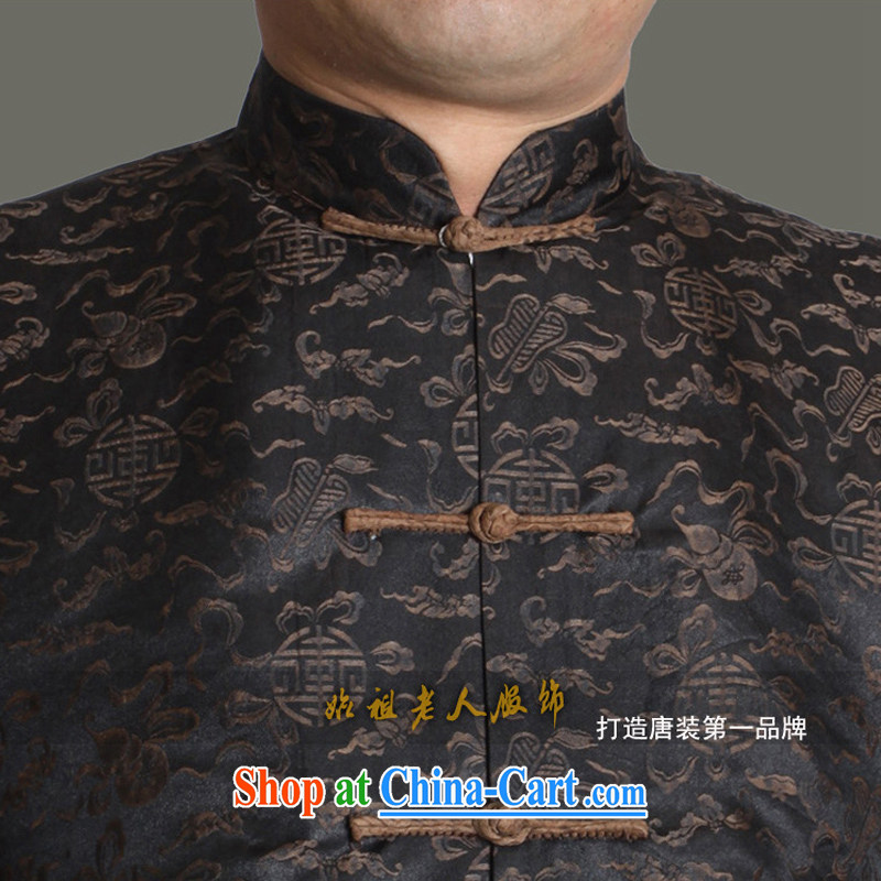 Summer 2015 new middle-aged and older upscale men's short-sleeved incense cloud yarn Tang on his father's summer 180 Brown, Adam, and elderly, and online shopping