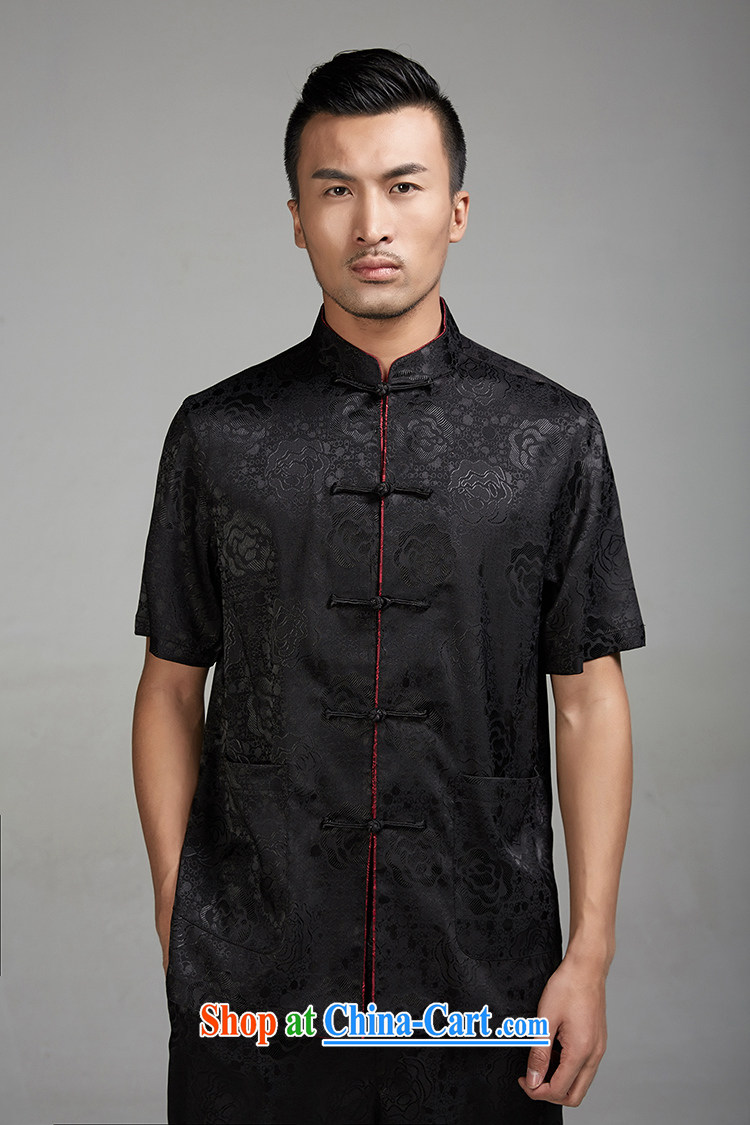 Wind, Michael Tong Jun 2015 summer new 100% Polyester half sleeve-tie men's Chinese short-sleeve Ethnic Wind Chinese clothing black XXL pictures, price, brand platters! Elections are good character, the national distribution, so why buy now enjoy more preferential! Health