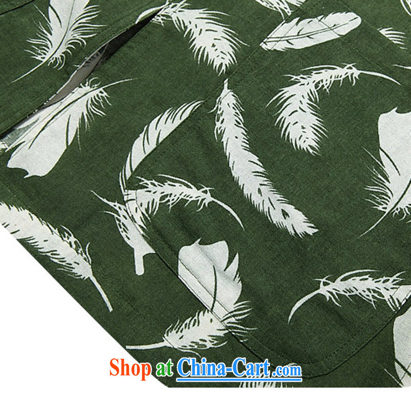 Summer Chinese style Chinese men and a short-sleeved Chinese cotton the shirt collar, relaxed and modern improved dress father summer stylish feather dark XXXL/190, and mobile phone line (gesaxing), and, on-line shopping