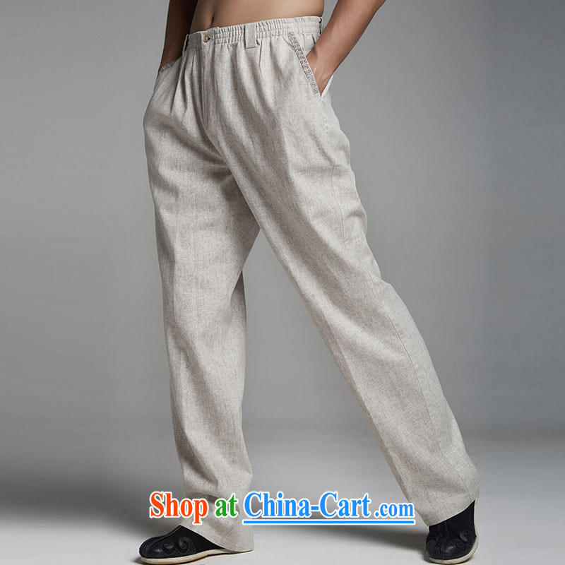 De-tang tuk line 2015 new spring and autumn the commission Cotton Men's Chinese pants men's trousers elasticated waist straight legged pants breathable Chinese clothing gray XXXL, de-tong, and shopping on the Internet
