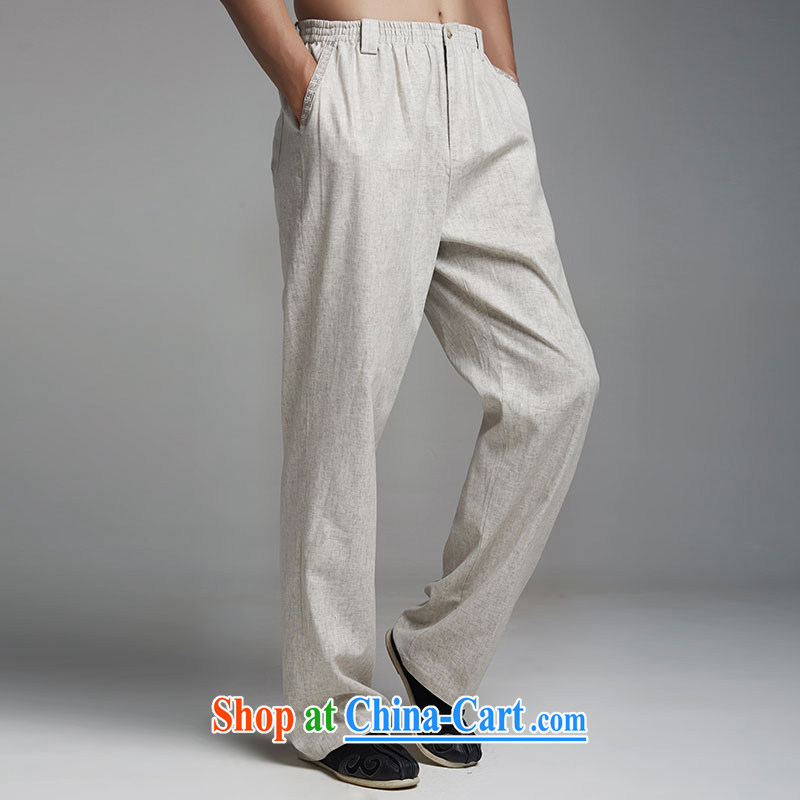 De-tang tuk line 2015 new spring and autumn the commission Cotton Men's Chinese pants men's trousers elasticated waist straight legged pants breathable Chinese clothing gray XXXL, de-tong, and shopping on the Internet