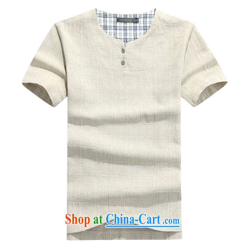 cotton summer the men's cotton Ma and short-sleeved shirts Chinese China wind men's short-sleeved T-shirt Chinese set and linen round-collar short-sleeve T-shirt cotton Ma short-sleeved T-shirt multi-color optional duck green L/175, and mobile phone line