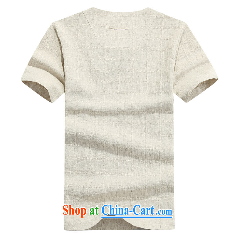 cotton summer the men's cotton Ma and short-sleeved shirts Chinese China wind men's short-sleeved T-shirt Chinese set and linen round-collar short-sleeve T-shirt cotton Ma short-sleeved T-shirt multi-color optional duck green L/175, and mobile phone line