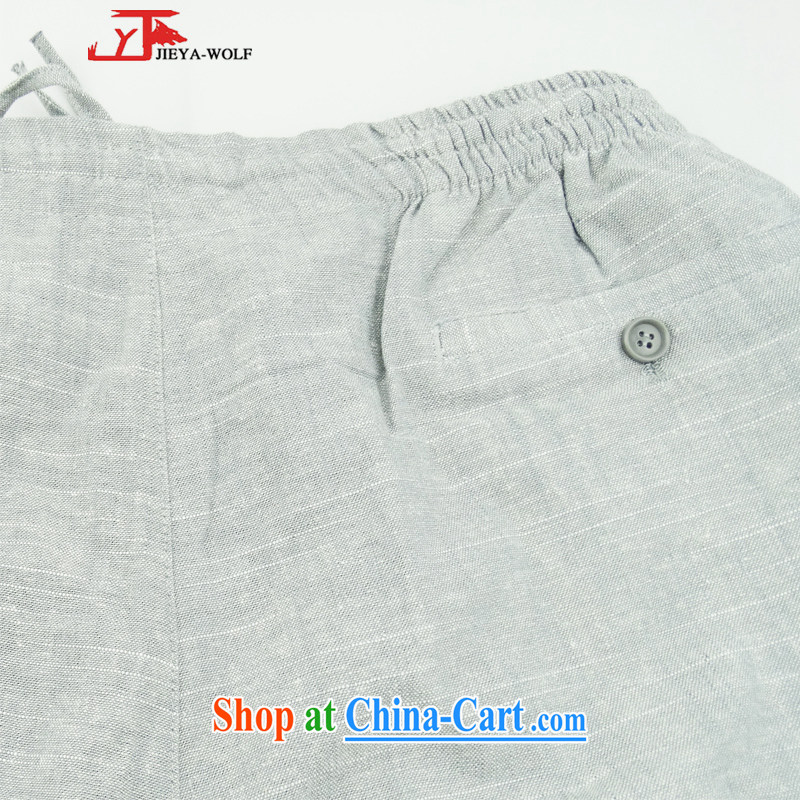 Jack And Jacob - Wolf JIEYA - WOLF new Chinese men's short-sleeve Spring Summer Fall sport and leisure linen Tai Chi trousers 4 pocket men's trousers light gray 4 190 pocket/XXXL, JIEYA - WOLF, shopping on the Internet