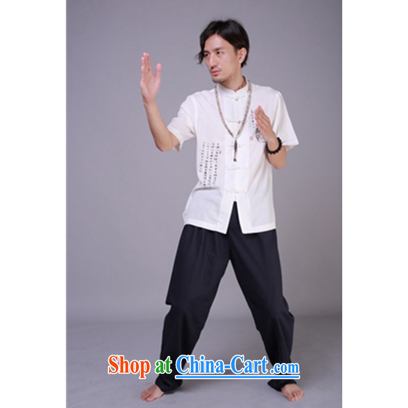 Chinese men's short-sleeve linen men's summer wear national costumes cotton Ma China wind men's short-sleeved shirt, black uniforms XXXL/recommended weight around 190, adfenna, shopping on the Internet