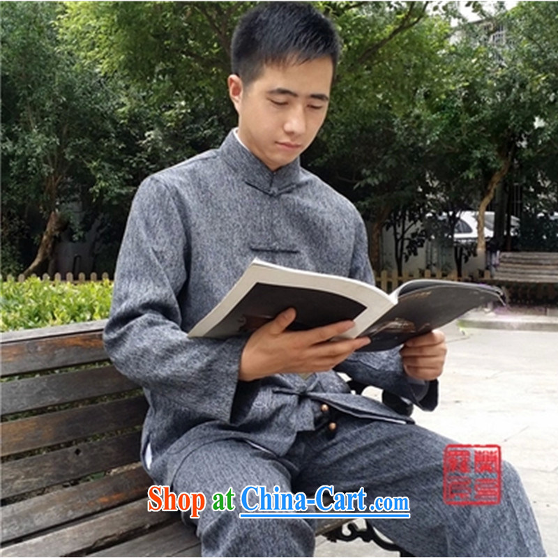 New China wind spring and fall men's traditional culture Chinese linen long-sleeved Chinese meditation service Nepal Service Package Cornhusk yellow package XXXL/recommended weight around 190, adfenna, shopping on the Internet