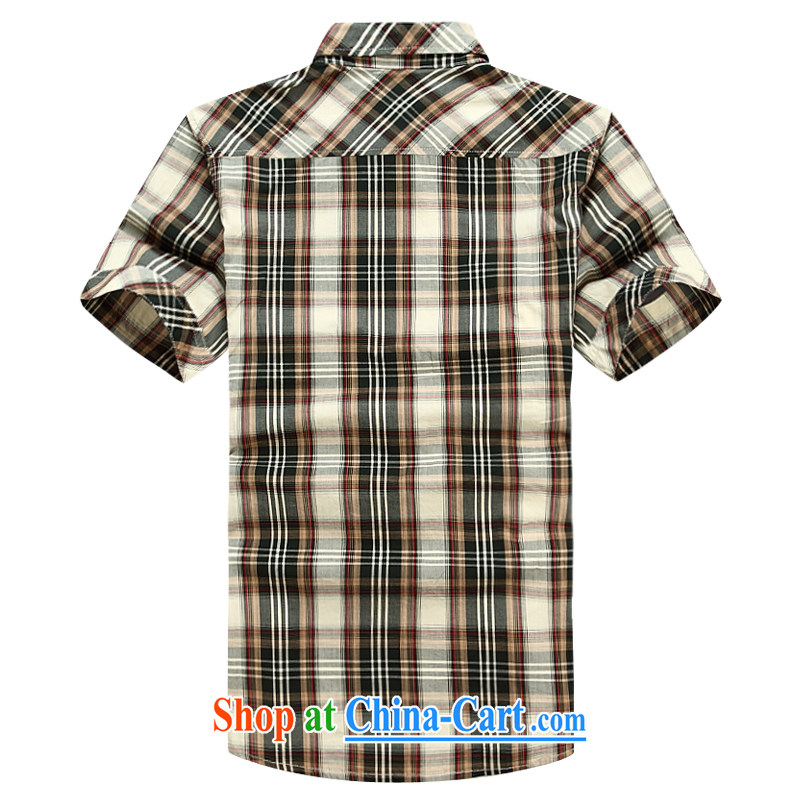 Jeep shield Chinese men and plaid shirt short-sleeved striped lapel shirt large, half sleeve leisure Youth Business shirt 6822 blue L, jeep shield (NIAN JEEP), online shopping