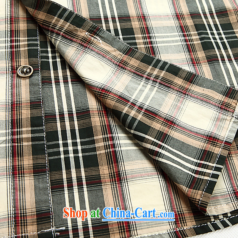 Jeep shield Chinese men and plaid shirt short-sleeved striped lapel shirt large, half sleeve leisure Youth Business shirt 6822 blue L, jeep shield (NIAN JEEP), online shopping