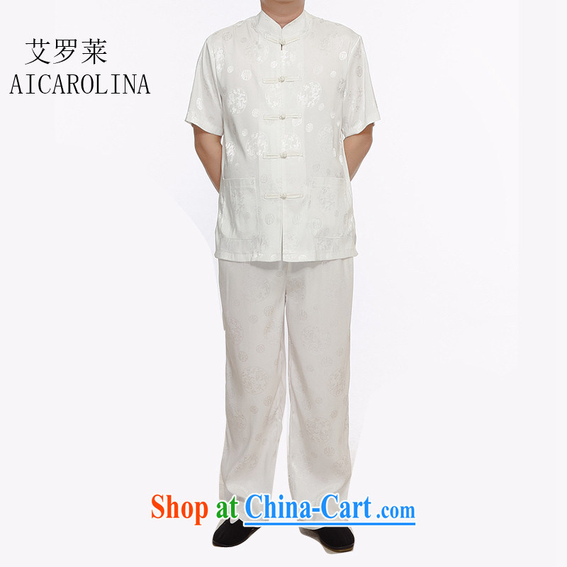 The Carolina boys middle-aged and older men Tang load package leisure relaxed father replace middle-aged short-sleeved summer male national costumes white XXXL