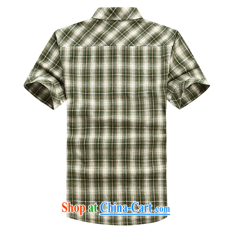 Jeep shield tang on the lapel shirt frock checked short-sleeved men's snap T-shirt youth business and leisure cotton plaid short-sleeved shirt 6835 red XXXL, jeep shield (NIAN JEEP), online shopping