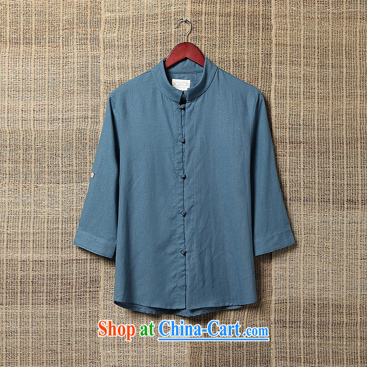 Extreme first 2015 summer China wind culture T-shirt Chinese, for the charge of 7 shirt-sleeved linen shirt men's powder blue XXL pictures, price, brand platters! Elections are good character, the national distribution, so why buy now enjoy more preferential! Health