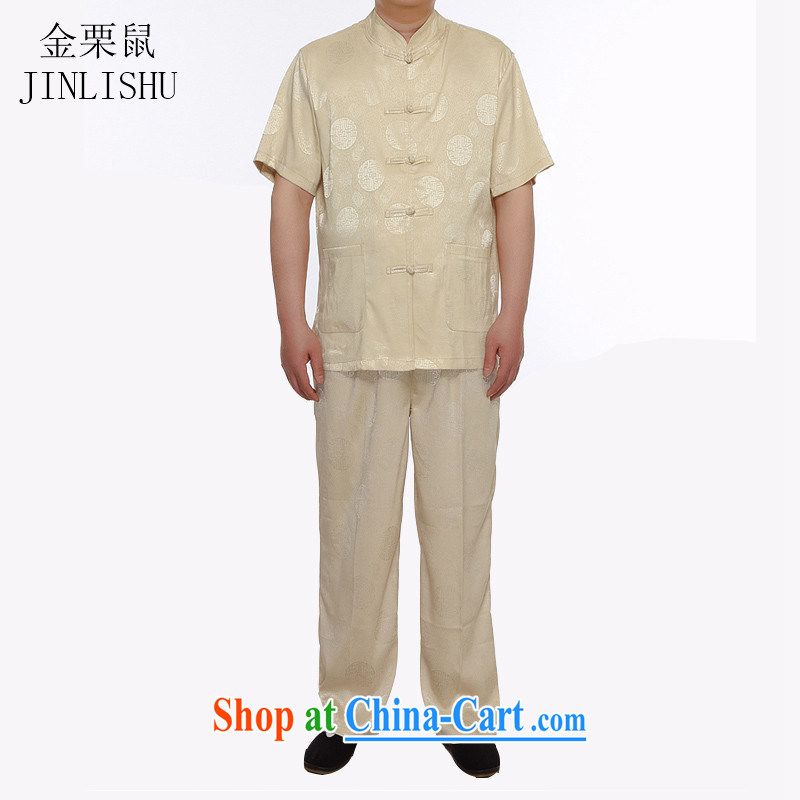 golden poppy mouse summer new middle-aged home leisure China wind Kit men Chinese, short-sleeved Chinese gold XXXL