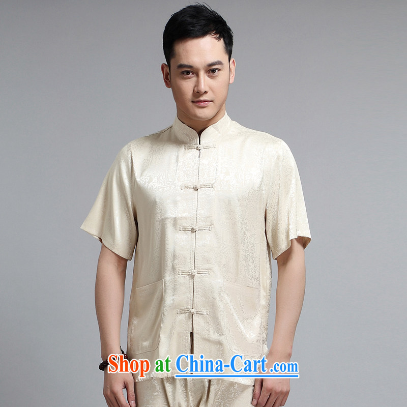 The older Chinese kit, short-sleeved T-shirt Tai Chi practice suits cotton summer the father with white package 190 XXXXL, Van Gogh (MUFONCE), shopping on the Internet