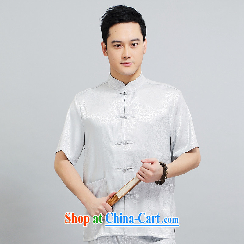 2015 new summer silk father in older Chinese package, short-sleeved T-shirt Tai Chi exercises service 1501 white T-shirt 170 L, Van Gogh (MUFONCE), shopping on the Internet