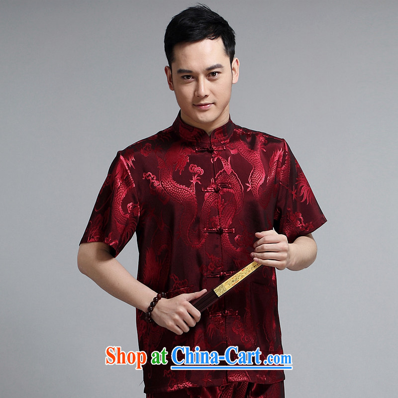 In 2015 older sauna silk casual New Men Tang on the collar Kit morning Tai Chi 练练功 serving China wind, short-sleeved father replace 1505 white package 180 XXL, Vincent van Gogh (MUFONCE), online shopping
