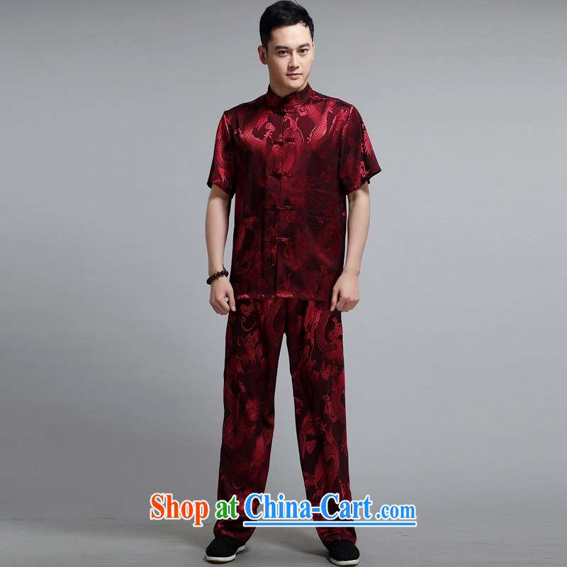 In 2015 older sauna silk casual New Men Tang on the collar Kit morning Tai Chi 练练功 serving China wind, short-sleeved father replace 1505 white package 180 XXL, Vincent van Gogh (MUFONCE), online shopping