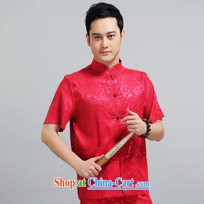 Summer 2015 New Men's Tang is the leader in package older silk Tang with his father the morning Tai Chi 练练功 serving China wind short-sleeved 1506 Package white 190 XXXXL, Van Gogh (MUFONCE), online shopping
