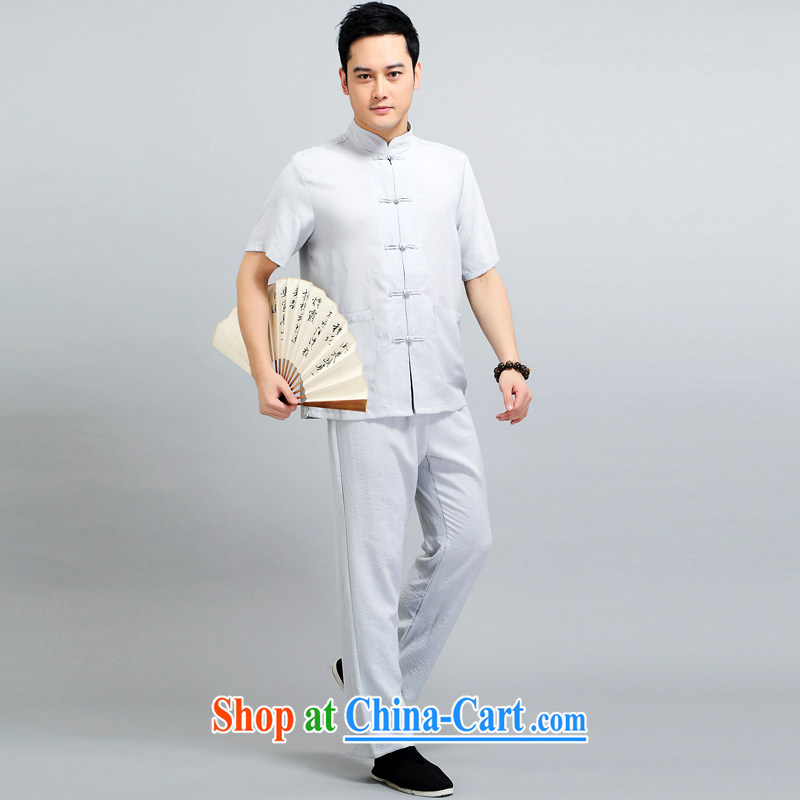 Men's 2015 new paragraph for the Tang is included in the kit older casual father replace morning Tai Chi practice serving China wind, short-sleeved Tang replace 1509 gray package 190 XXXXL, Van Gogh (MUFONCE), online shopping