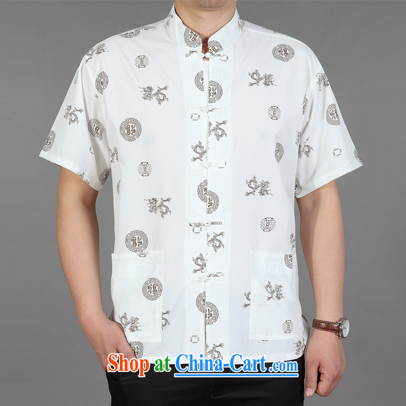Summer 2015 middle-aged men with short T-shirt, old father with a collar from hot half-T-shirt-white field 43