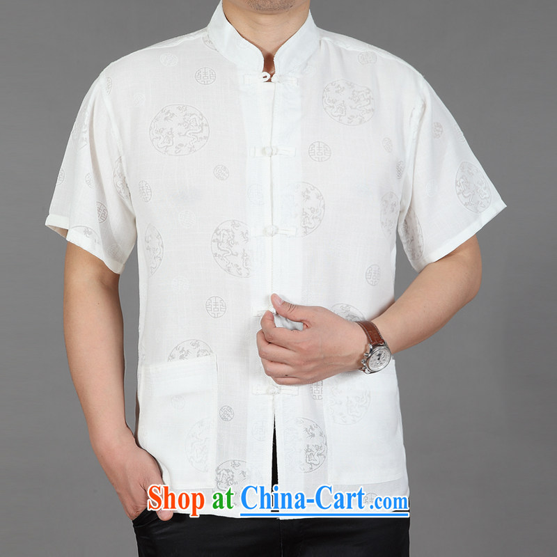 Summer 2015 middle-aged men with short T-shirt, old father with a collar from hot half-T-shirt cotton Ma well white 42, cotton a where (mianyifan), and shopping on the Internet