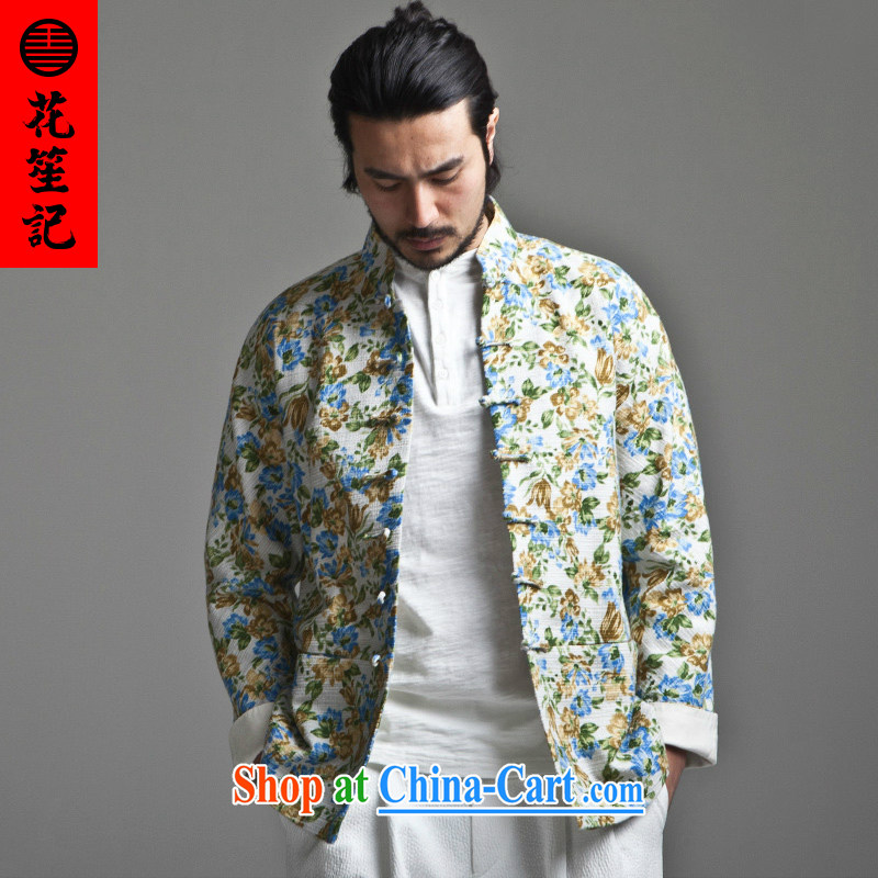 His Excellency took the wind in Dili Mong flowers Chinese men's beauty, for long-sleeved Chinese jacket-tie cotton spring blue spend 180/92 A, take note his Excellency (HUSENJI), online shopping