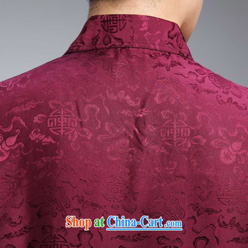 Hangzhou silk lapel sauna silk short sleeve T-shirt men's middle-aged half sleeve heavy silk shirt and navy blue XXXL, Patrick Al, Donald Rumsfeld (KESANWULEF), online shopping