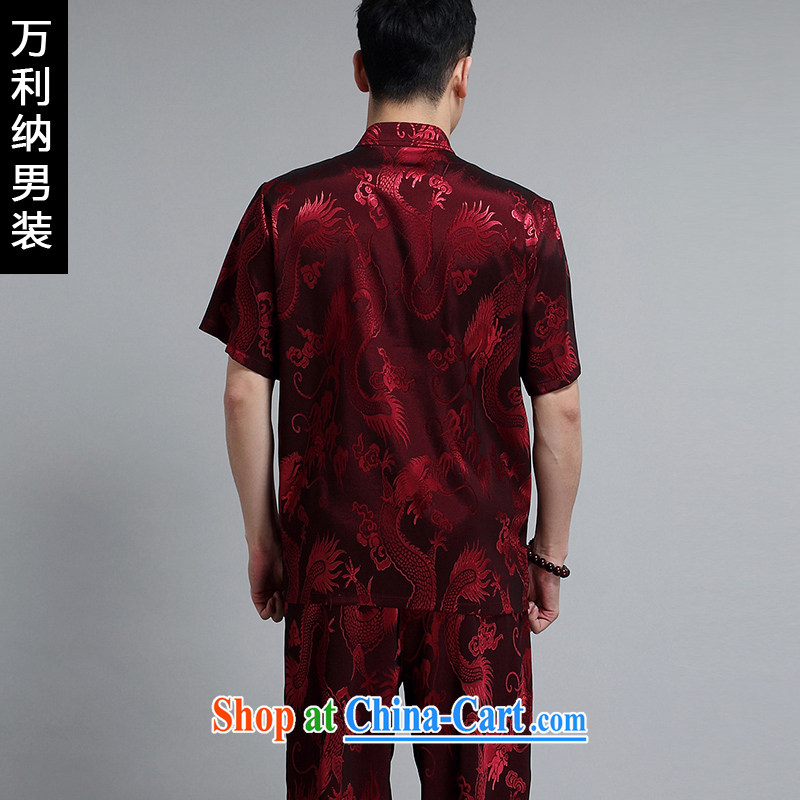 10,000, Mr Tang, with a short-sleeved shirt T package men and 2015 new, middle-aged men's Sauna silk China wind short-sleeved shirt T male W 1505 red 190 to 10,000, and, on-line shopping