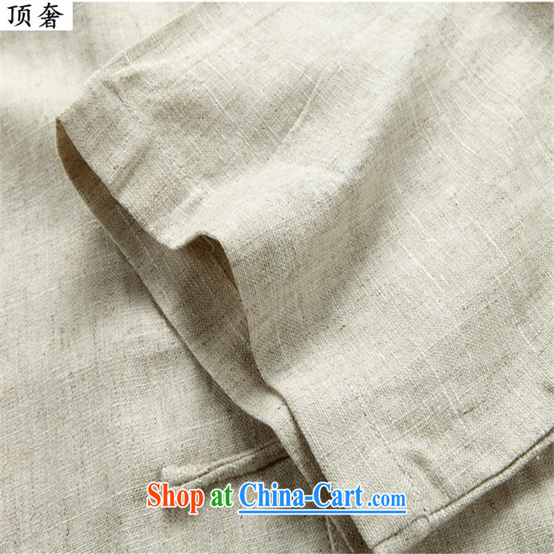 Top Luxury 2015 new summer men Tang is short-sleeve kit cotton the Tang with a short-sleeved men's linen shirt, replace old fashion manual tray clip China 052 beige package 190, the top luxury, shopping on the Internet