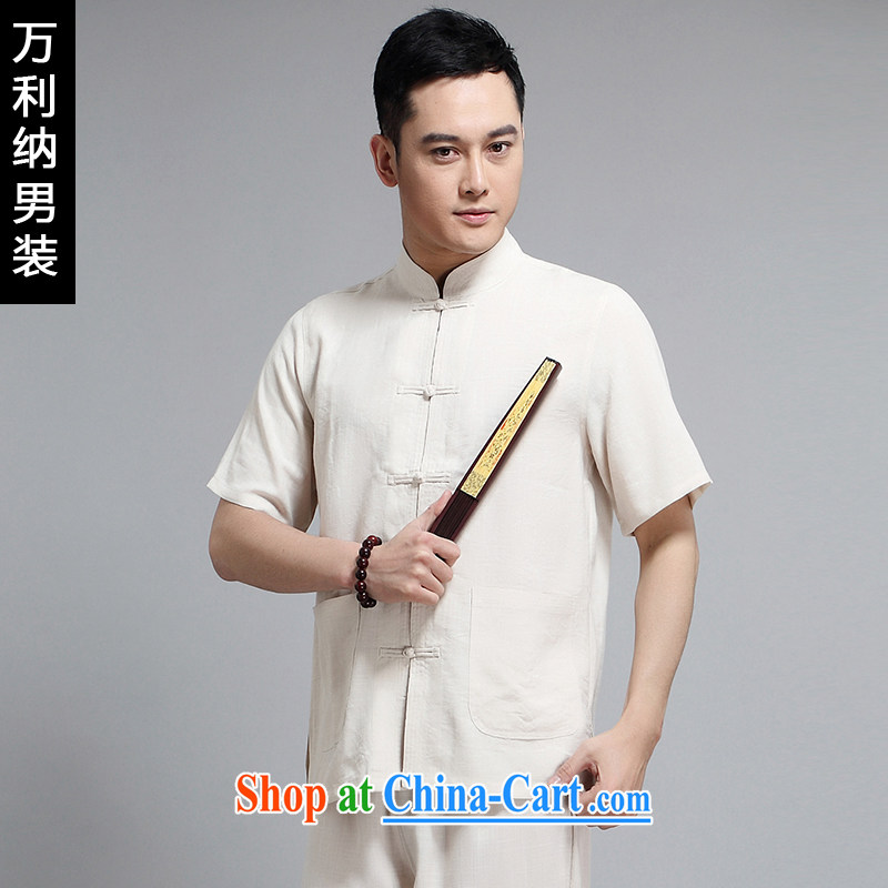 10,000, 2015 Chinese men and Chinese style Chinese short-sleeve kit male W 1509 m yellow 190