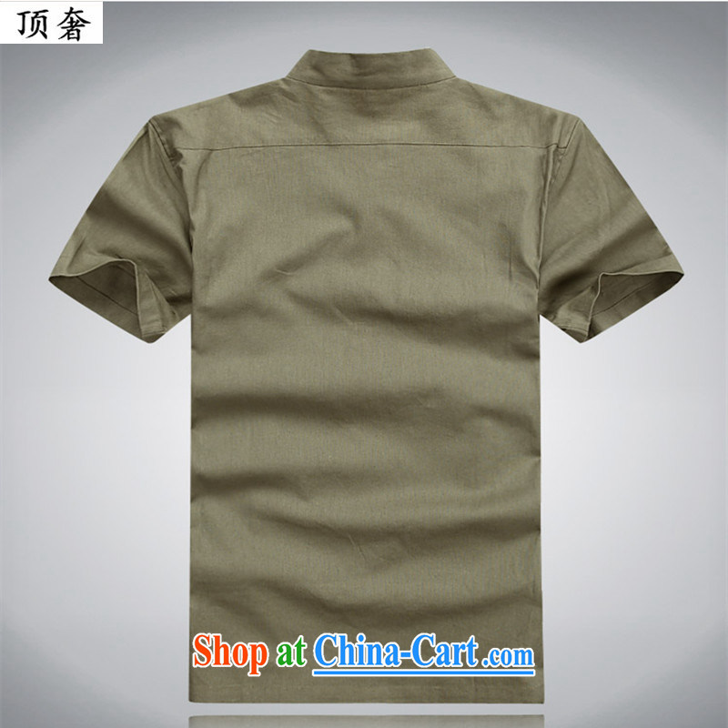 Top Luxury 2015 new, young and middle-aged summer cotton the Chinese men's short-sleeved retro-buckle manually stamp leisure T-shirt campaign national cynosure serving Chinese 053 green 190, top luxury, shopping on the Internet